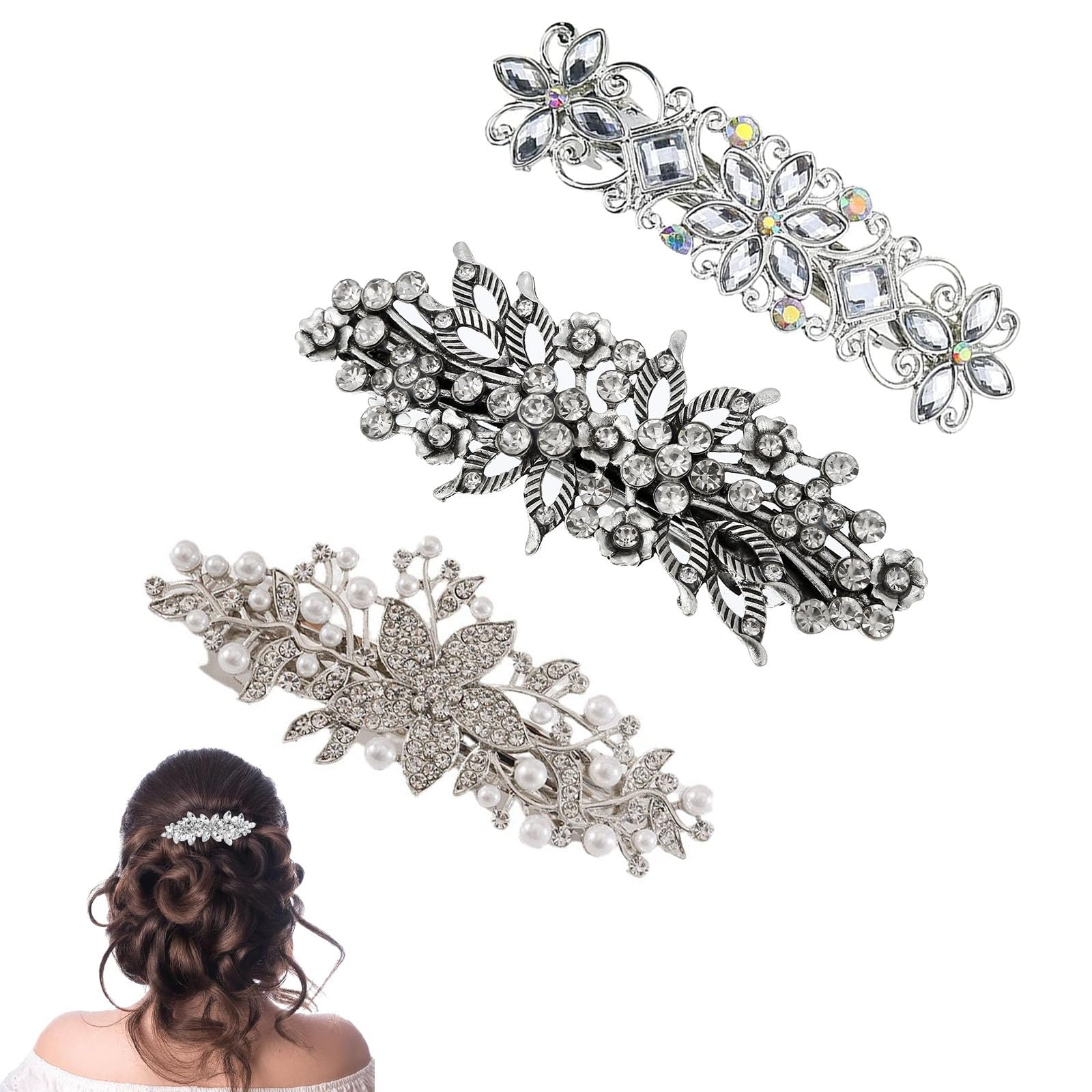 Silver Hair Clips, 3 Pcs Fashionable Hair Accessories For Women And Uniquely Designed Hair Barrettes For Women Are Suitable For Enhancing The Beauty Of The Overall Style