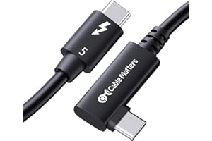 Cable Matters [Intel Certified] 80Gbps Right Angle Thunderbolt 5 Cable with up to 120Gbps Bandwidth Boost and 240W Charging -