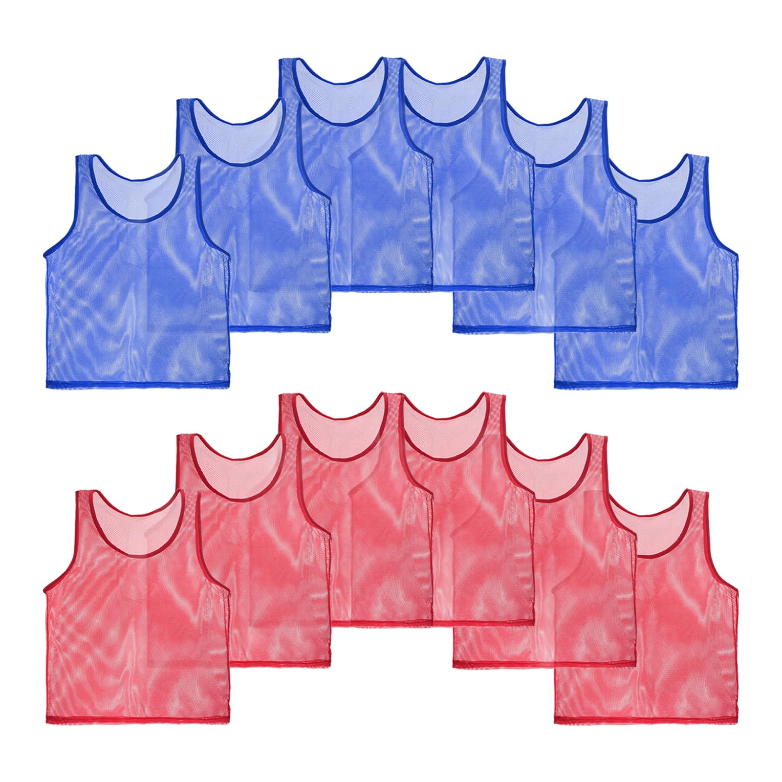 PATIKIL 12 Pack Soccer Pennies, Polyester Soccer Jersey Training Mesh Scrimmage Vests Team Sports Pinnies for Youth Football Practice Adults, Dark Blue, Red