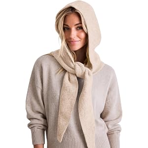 Saodimallsu Womens Balaclava Beanie 2 in 1 Soft Knit Hooded Scarf Hats Fall Winter Neck Warmer Beanies