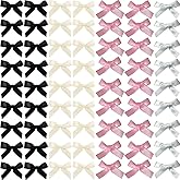 SALOCY Hair Accessories Set: 70 Pieces Assorted Mini Bows, Hair Clips, Ribbon Bowknots, Braided Clips in Pink, Black, and Satin for Versatile Hair Styling and Design