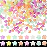 300 Pcs Glow in Dark Star Beads, EVERMARKET Nightglow Star Pony Beads Bulk for Jewelry Making, 13mm Star Beads, Luminous Spacer Beads for DIY Bracelets Necklaces Accessories