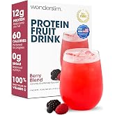 Wonderslim Protein Fruit Drink Mix with Vitamin C &ndash; Berry Blend, 7 Packets | 12g Protein, 60 Calories, Low Sugar, 100% DV Vitamin C, Low Carb, Keto Friendly, Gluten Free, On-the-Go Protein Drink Mix