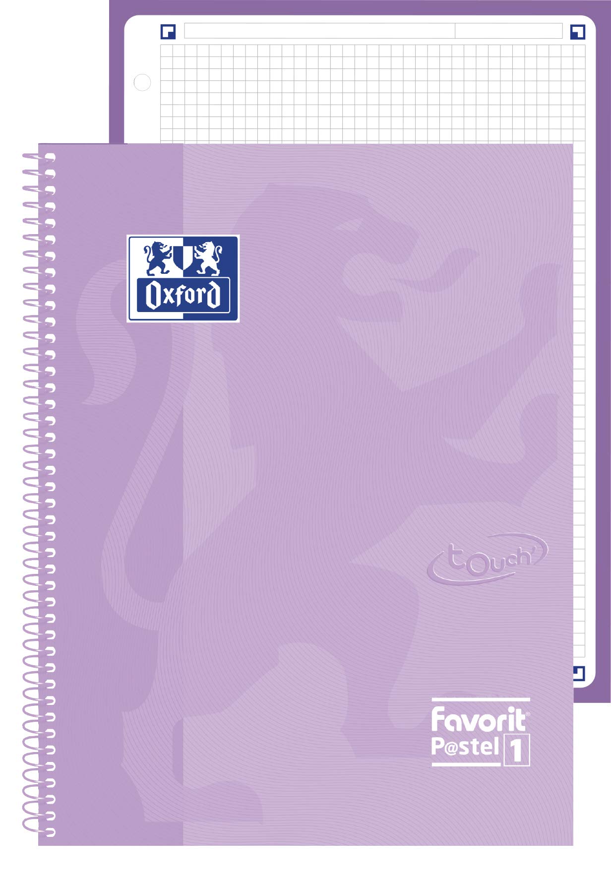 Favorit Oxford Maxi Spiral Notebook P@stel1 Squares, Ruling 5 mm, Pastel Wisteria