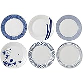 Royal Doulton Pacific Mixed Patterns Dinner Plates, 11.4", Blue/White, Set of 6