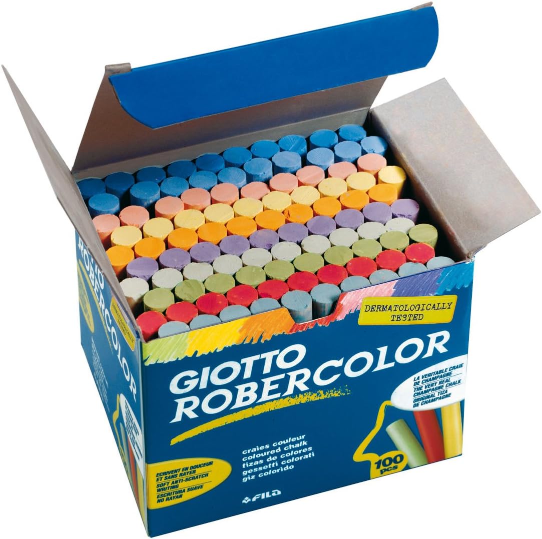 Giotto 5390 00 - RoberColor Wandtafelkreide, Karton mit 100 Stück farbig sortiert