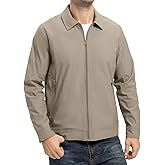 YSENTO Men's Light Jackets Lightweight Bomber Jackets Collared Work Golf Windbreakers with Zip Pockets