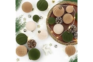 XmasExp 36PCS Velvet Christmas Ornaments Set Mixed Flocked Balls Ornaments Shatterproof Christmas Tree Decorations for Holiday,Party,Home（Mixed）
