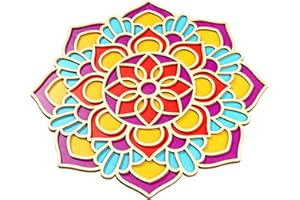 Bnesi DIY Floral Rangoli Mat for Decor Diwali Mandala Rangoli Decor Rangoli Stencils Indian for Floor Rangoli Decorative Board for Indian Traditional Festival New Year Decor (Traditional, Floral C)