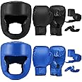 Kanayu 14 Pcs Boxing Set Including 2 Pair of 16 oz Boxing Gloves Headgear Helmet Boxing Hand Wraps Mouth Guards Gifts for Adults Youth Beginners Training Equipment