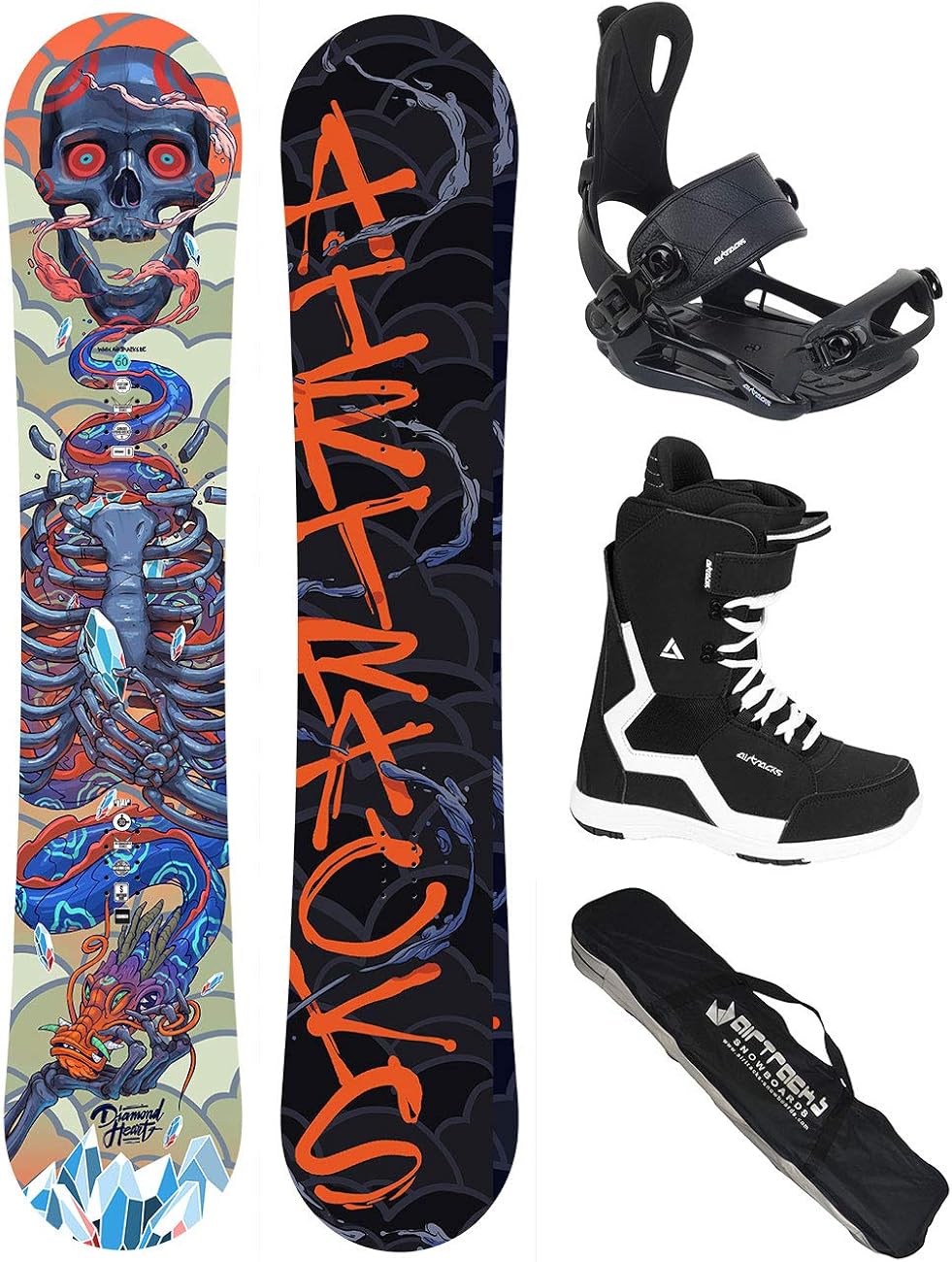 AIRTRACKS Snowboard Set/Pack Planche Diamond Heart Rocker Wide