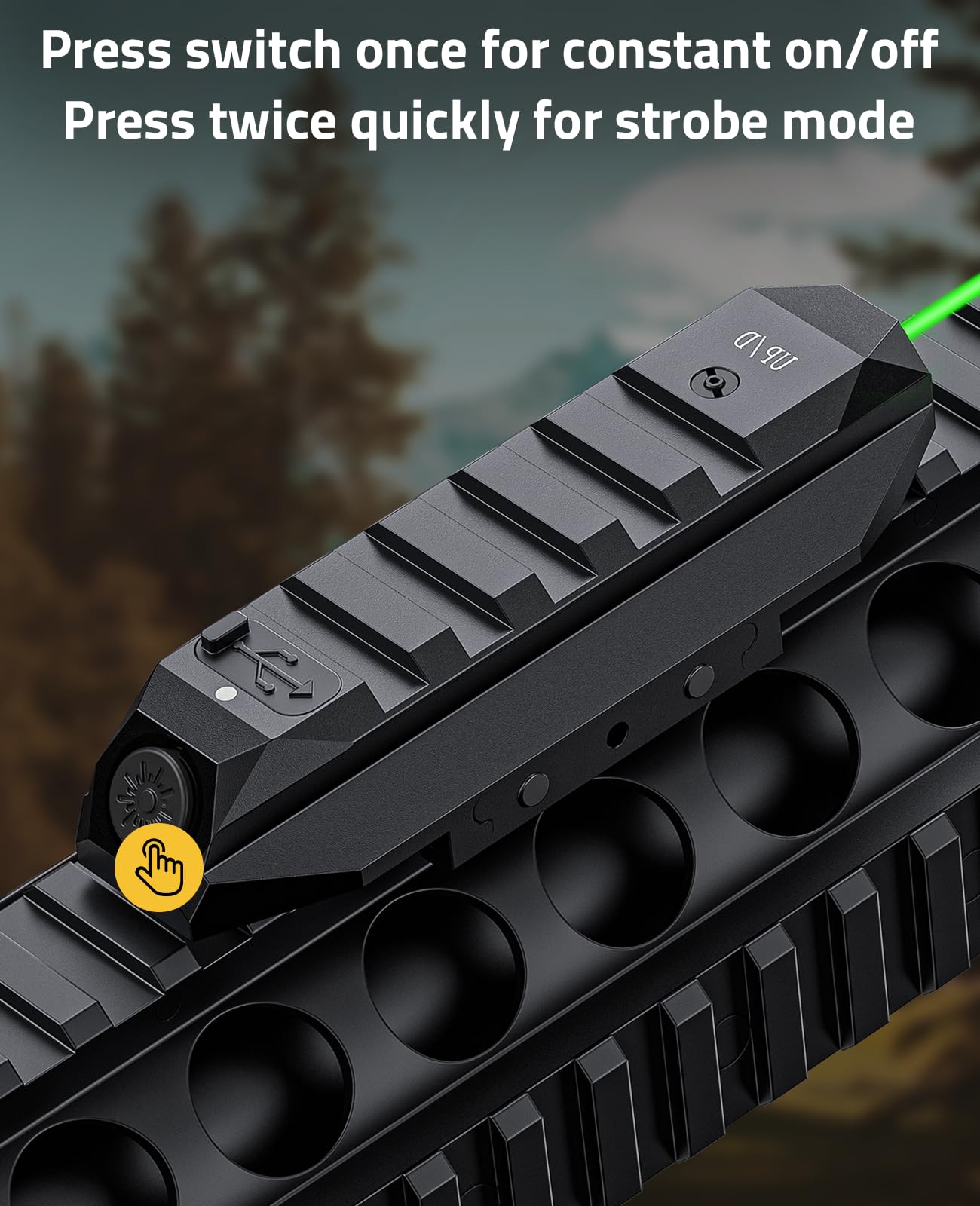 CVLIFE Laser Sight for Rifle, Low Profile Tactical Rechargeable Picatinny Rifle Laser Sight with Strobe Mode (Green Laser)