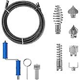 Drain Snake, Drain Auger with Drill Attachment, 16.4 Feet By 12 MM Plumbing Snake Auto Feed Flexible Hair Drain Clog Remover for Kitchen, Bathrom and Shower Sink