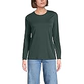 Lands' End Women's Relaxed American-Grown Supima Cotton Long Sleeve Crew Neck T-Shirt