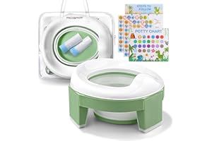 MCGMITT Portable Potty for Kids Travel - Foldable Training Toilet Chair for Toddler Girls with Storage Bags, Potty Training Toilet for Outdoor and Indoor Easy to Clean(Green)