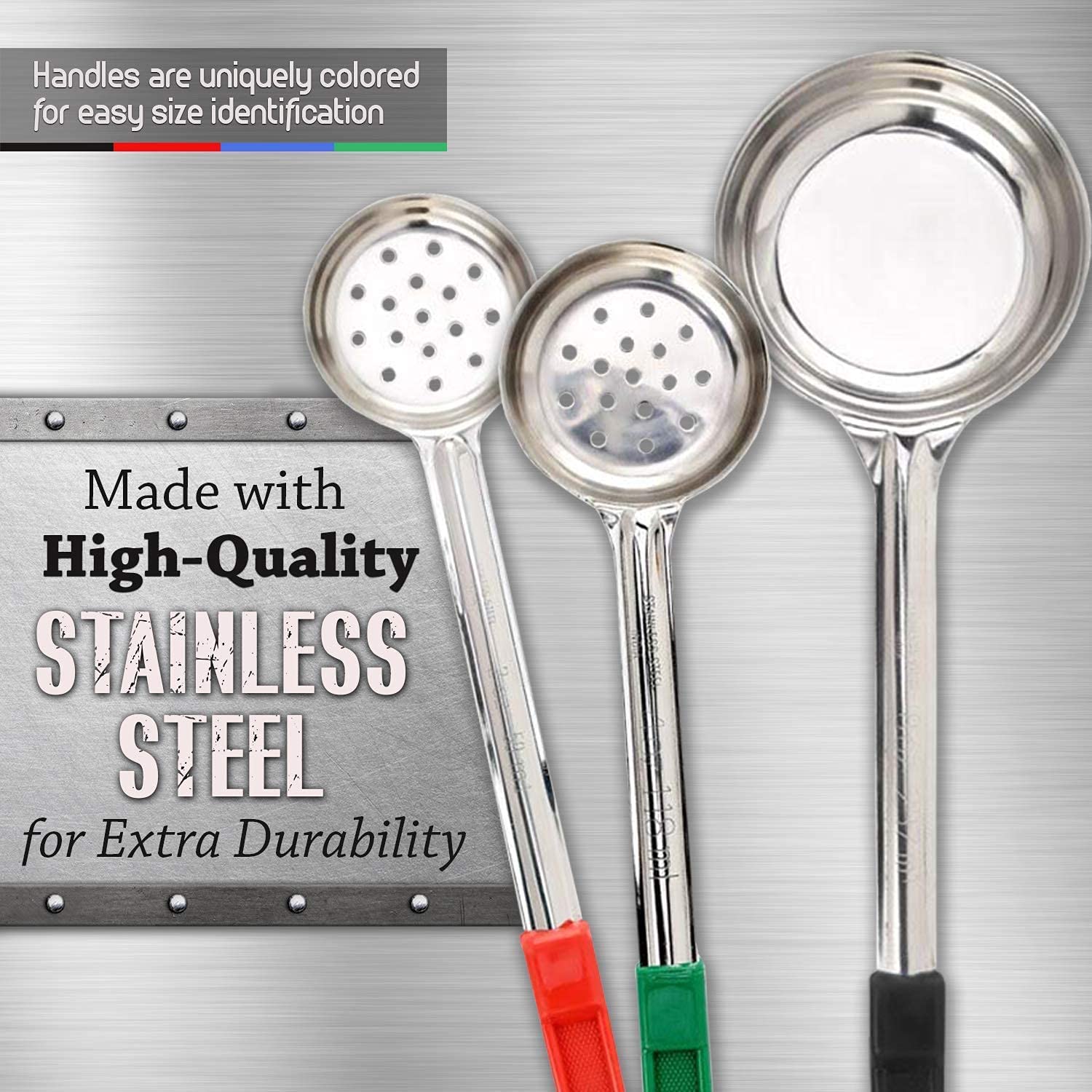 Portion Control Serving Spoons, Serving Utensils, Set of 8, Measuring