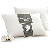 Farm to Home Feather and Down Pillows, 100% Organic Cotton Cover Pillows, Luxury Hotel Collection Bed Pillows for Sleeping, 20" x 28" Jumbo Size Set of 2