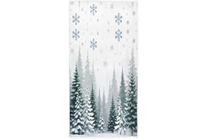 WAMIKA Winter Tree Snowflake Towel 16x30 Inch Soft Absorbent Green Gray White Christmas Snow Xmas Cotton Soft Bath Towel Set for Face Spa Gym Kitchen