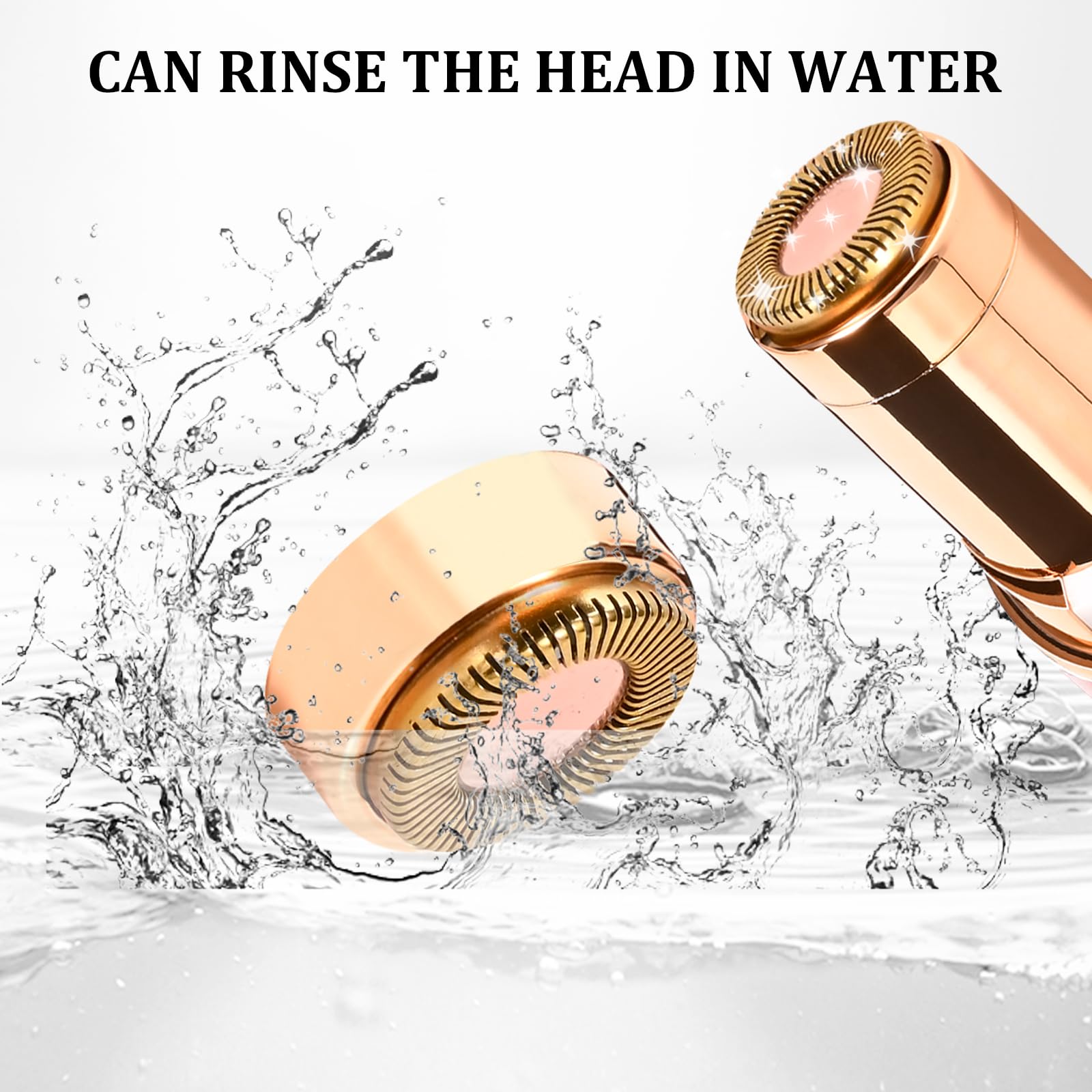 Facial Hair Removal for Women, Portable Painless Hair Remover Device, Rechargeable, with 2 Replacement Heads, for Face, Upper Lip and Chin (Rose god)