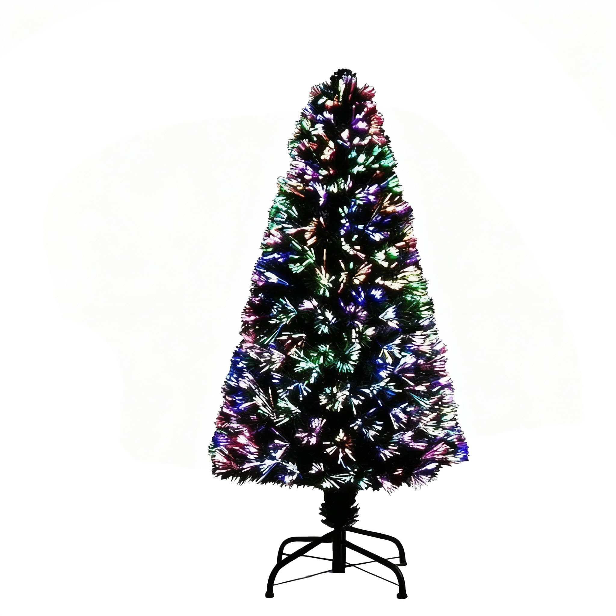 3Ft/90cm FFibre Optic Christmas Tree with Multicolour Changing LED Lights Decorations - Pre-Lit Green Artificial Xmas Tree Colourful Lights