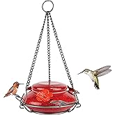 Nature's Way Bird Products MHF4 Hand Blown Garden Top Fill Hummingbird Feeder, 16 oz Capacity, Red