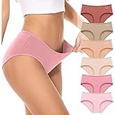 PULIOU Women's High Waisted Cotton Underwear Stretch Briefs Full Coverage Soft Breathable Panties 5 Pack