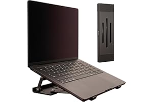 Psitek Aluminum Fold & Laptop Riser Stand 3-in-1 Adjustable, Foldable Cooling Stand with Integrated Storage Box, Ruler and Ul