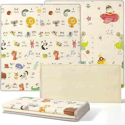Hibtn Baby Play Mat 150x180cm Foldable Reversible Waterproof Foam