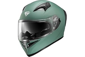 KYPARA Full Face Motorcycle Helmet with Internal Tinted Visor & DOT Approved for Moped ATV Cruiser Scooter (Alpine Matt Green, Large)