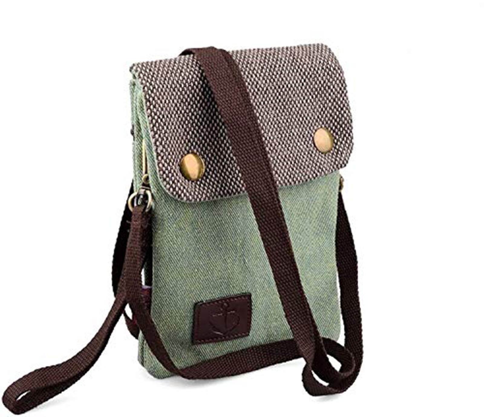 iwobi Olive Green Canvas Mini Cross Body Phone Bag Universal Cowboy Mobile Phone Purse for Women Girls