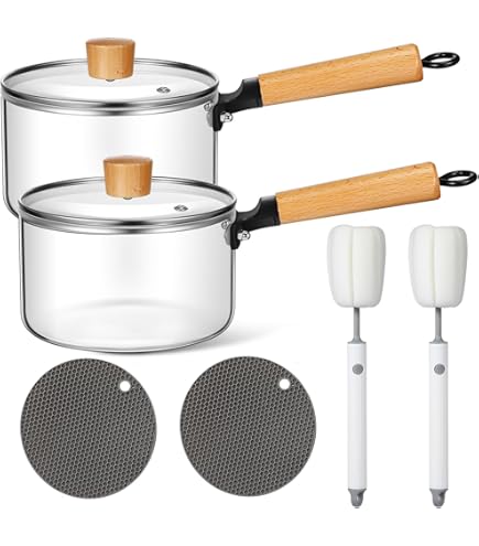 FILULA 1.9L Glass Cooking Pot With Lid - Borosilicate Stovetop Saucepan, Microwave & Dishwasher Safe