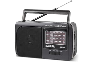 BAIJIALI Portable AM/FM/SW1/SW2 Shortwave Radio - Retro Transistor Design with 3W Speaker, Battery Operated for Home Use, Outdoor & Emergency Survival (BJL-201)