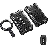 Heavy Key Fob Cover for Honda, Keychain, Metal Silicone Key Fob Case Compatible with Accord Civic HR-V CR-V Pilot 2021-2024 (Black, R Buckle)