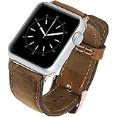 Tuscany Premium Leather Watch Band for Apple Watch Series 11 10 42mm, Series 9 8 7 6 5 4 3 & SE 3/2/1 41mm 40mm 38mm, Handmade, Watch Strap for Women & Men(Antique Brown w/Rose Gold Connector&Clasp)