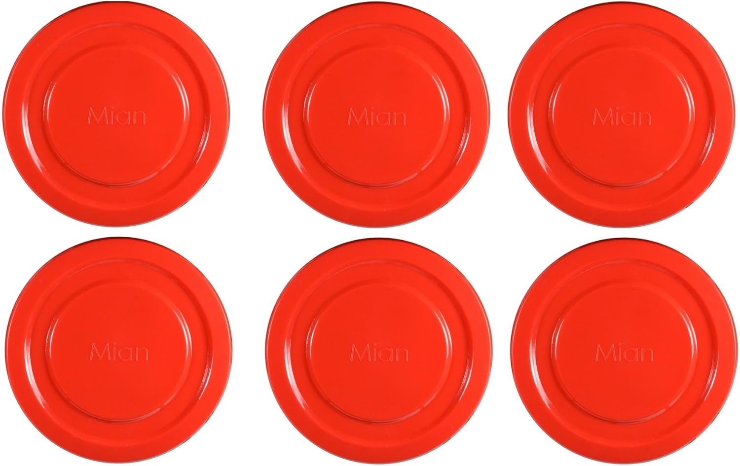 Mian Red Plastic Lids fits Luminarc Working Glass 6 Pack