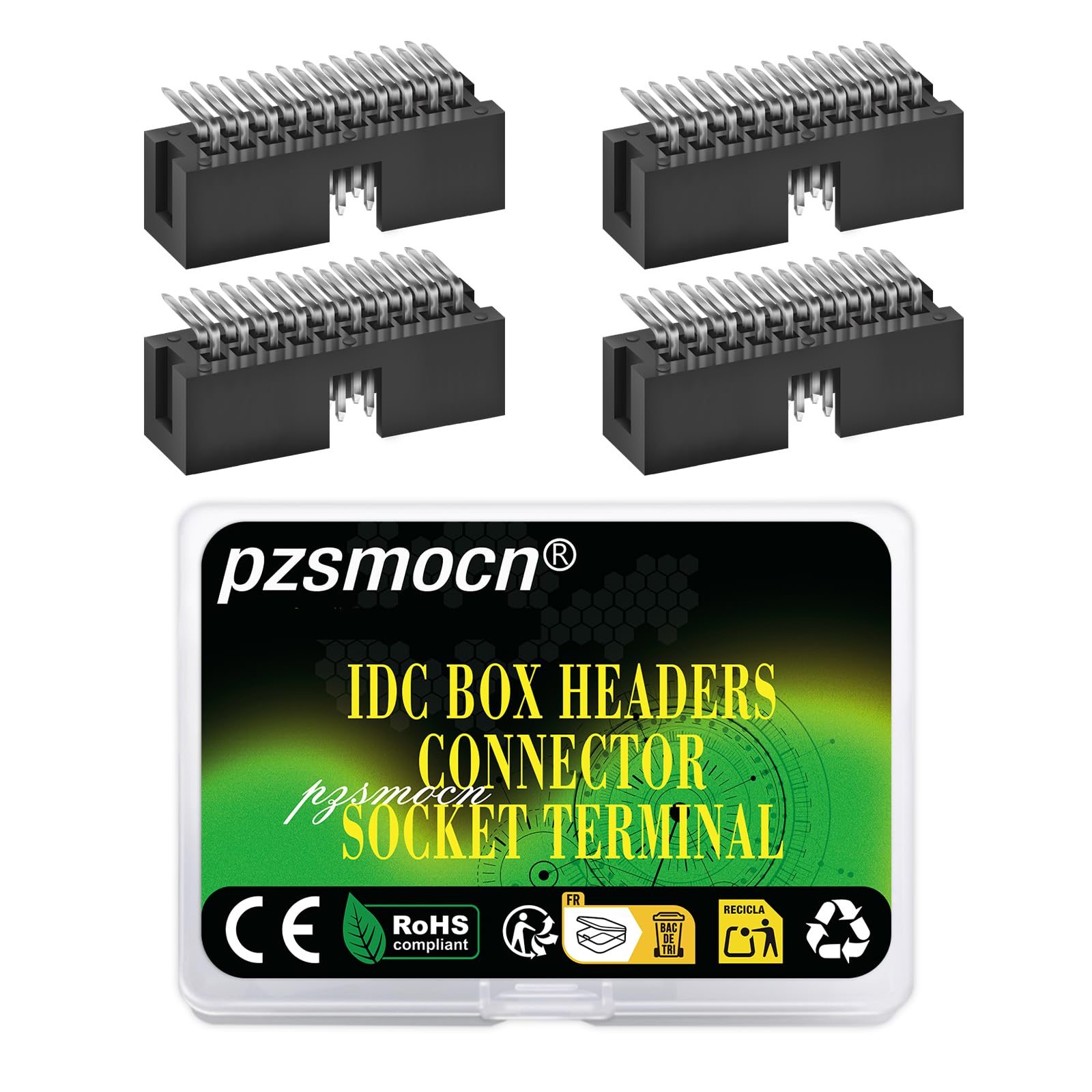 Pzsmocn 20 Pieces IDC 2 * 10 Double Row 2.54 mm Pitch JTAG ISP 20-Pin Box Header Connector Adapter Cable Male Socket SMT Terminal for PCB Electronic Equipment Projects.