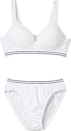 Amazon サンセイ 制服ブラ ノンワイヤーブラ ハーフトップ ショーツセット ガールズ ブラジャー 通販