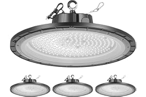 VEVOR 4 Pack LED High Bay Lights, 5000K 250W 36000LM Super Bright UFO LED Warehouse Shop Lights, IP65 Waterproof, 100-277V Wi