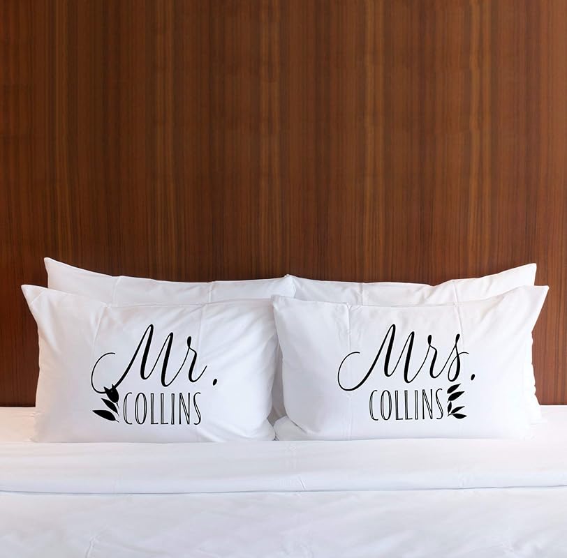 Couples Pillowcases Personalized Last Name Minimalist