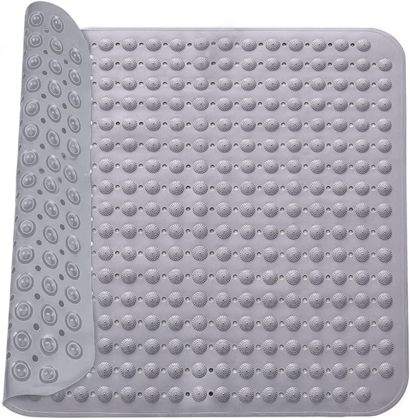 Shower mat, shower mat non-slip, massage shower mat non-slip,anti-slip mat with suction cups, for saunas, shower rooms, machine washable, square, gery, 48 x 48 cm