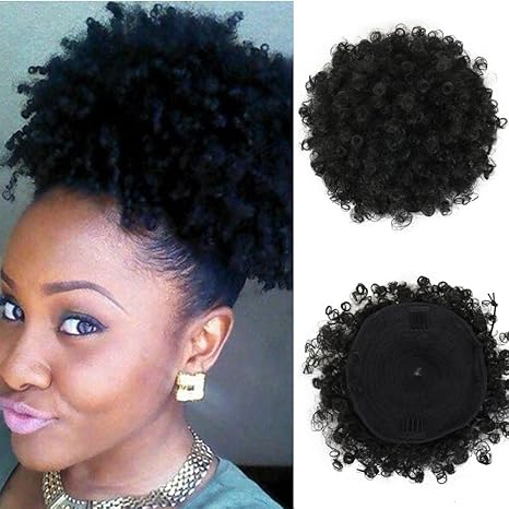 Buy Black 1b Kris High Puff Afro Curly Ponytail Drawstring