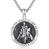 MOPOPOK St Michael/Florian/Christopher/Sebastian/Jesus/Knights Templar Necklace S925 Sterling Silver Religious Protector Medal Necklace Jewelry Gifts for Men Women Birthdays Christmas
