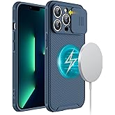 Ailampe Compatible with iPhone 13 Pro Max Case MagSafe, iPhone 13 Pro Max Phone Case with Slide Lens Cover,Slim Magnetic Cover for iPhone 13 Pro Max 6.7" Blue