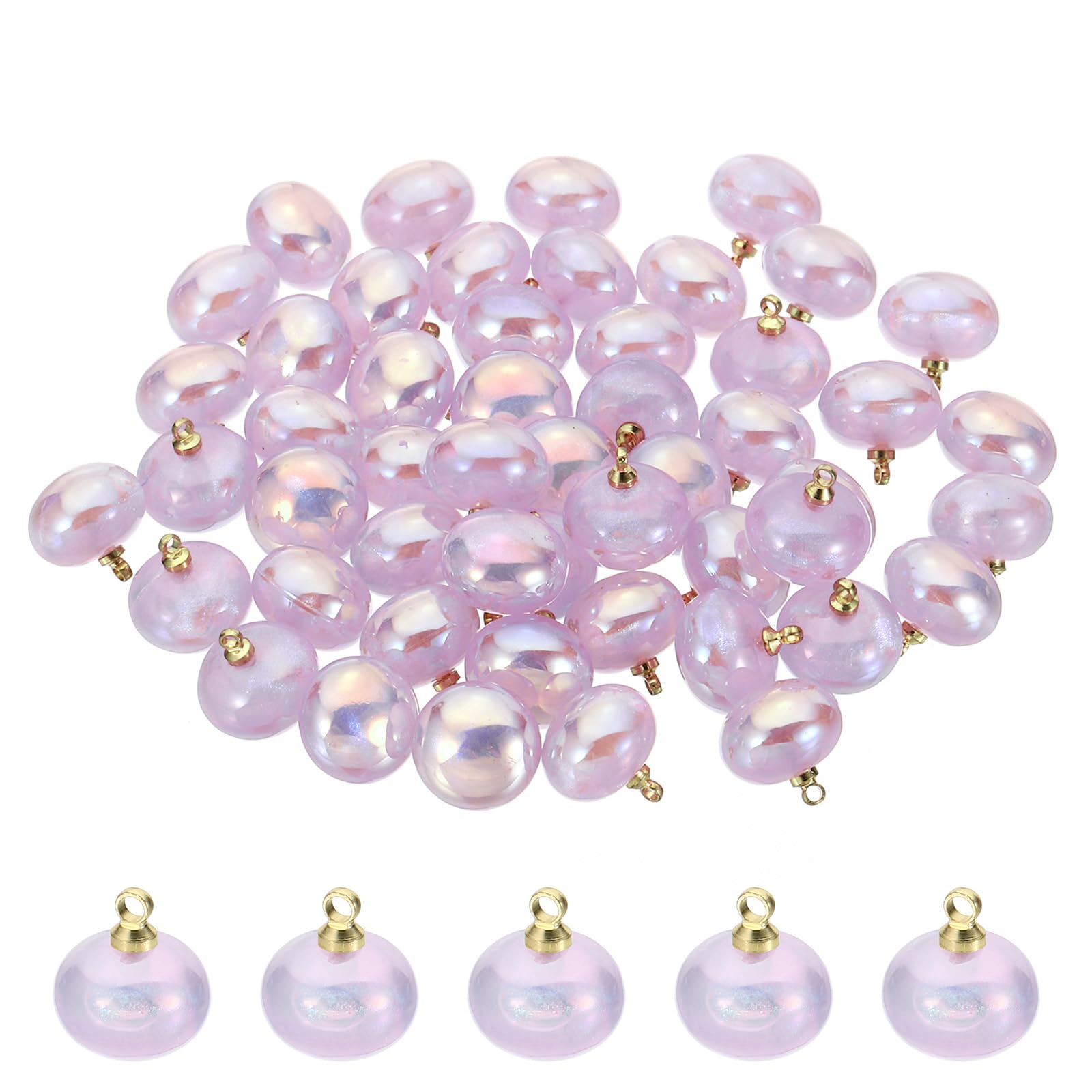 PATIKIL 10mm Beads Charm, 50Pcs Faux Pearl Bracelet Charm Pendant Chubby Beads Enamel Plating Bulk for Jewelry Making Bracelets Earrings Necklace, Purple