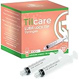 5ml Syringe Without Needle Luer Lock 100 Pack by Tilcare - Sterile Plastic Medicine Droppers for Children, Pets or Adults – L