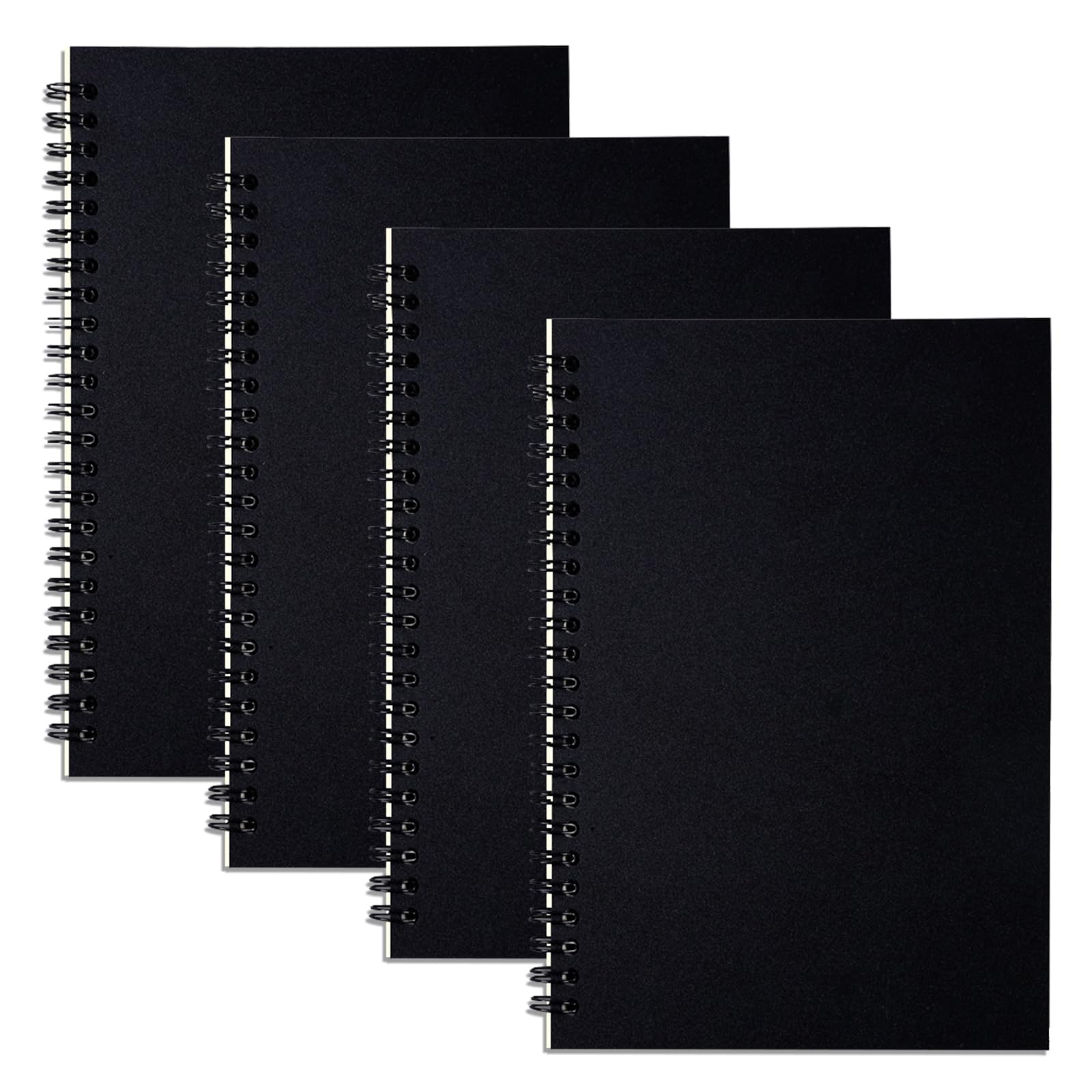 GOOKALA A5 Spiral Lined Notepad,4 Pack Spiral Notebook Wirebound Notebooks 80 Sheets(160 Pages)/Per Pack A5 Sketch Book Reporters Notepad for Office Travel School Drawing Black