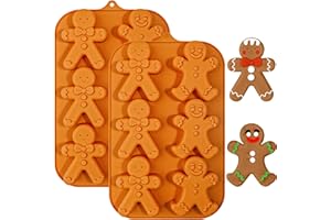 Webake Gingerbread Man Silicone Mold, 6-Cavity Christmas Molds Shaped with Gingerbread Man for Cake, Soap, Jelly, Cookie (Pack of 2)
