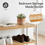 KEPLIN Natural Bamboo Shoe Rack 4 Tier White Natural 70x67x25cm 12 Pairs view 7