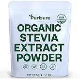 Organic Stevia Extract Powder,125 g, Zero Calorie, Pure Stevia Extract Concentrated Powder, Sweetener for Baking and Beverages - No Aftertaste, Non-GMO, Keto Friendly- 892 Servings