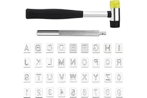 ZMAAGG 38 PCS Leather Stamping Tools, Leather Stamping Kit with 36pcs Letters and Numbers, Rubber Hammer, Leather Punch Tools, Leather Stamp Set Leather Carving Tools Leather Stamps for Leather Working